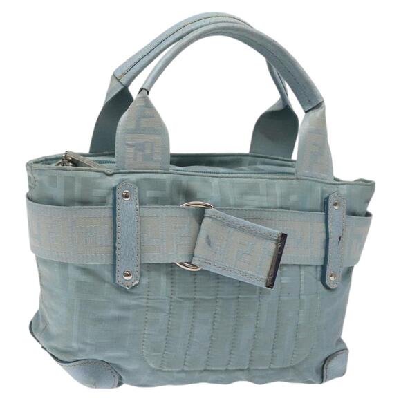 FENDI Zucca Canvas Hand Bag Blue Silver - Picture 1 of 13